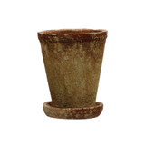 Distressed Terra-cotta Planter w/ Saucer