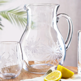 Fleur Etched Glass Pitcher