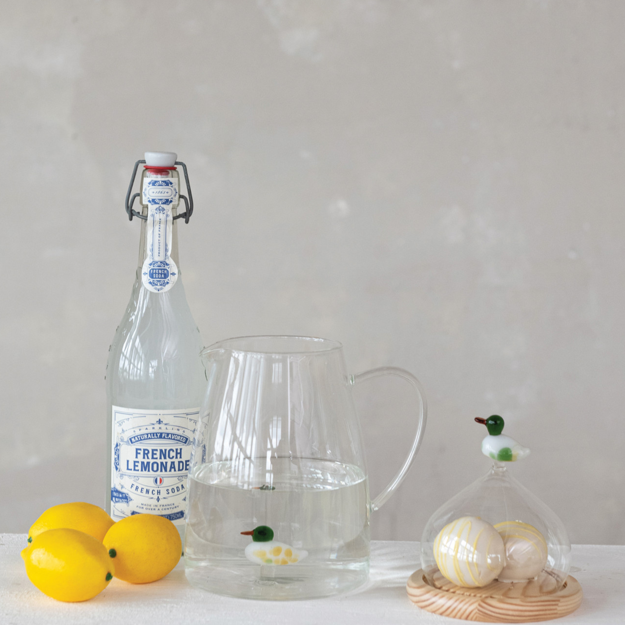 Glass Pitcher w/ Hand-Blown Duck