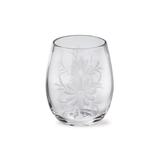 Fleur Etched Stemless Wine Glass