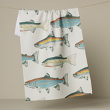 Hooked on Fishing Geometry Tea Towel