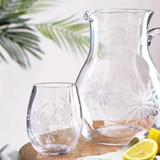 Fleur Etched Stemless Wine Glass