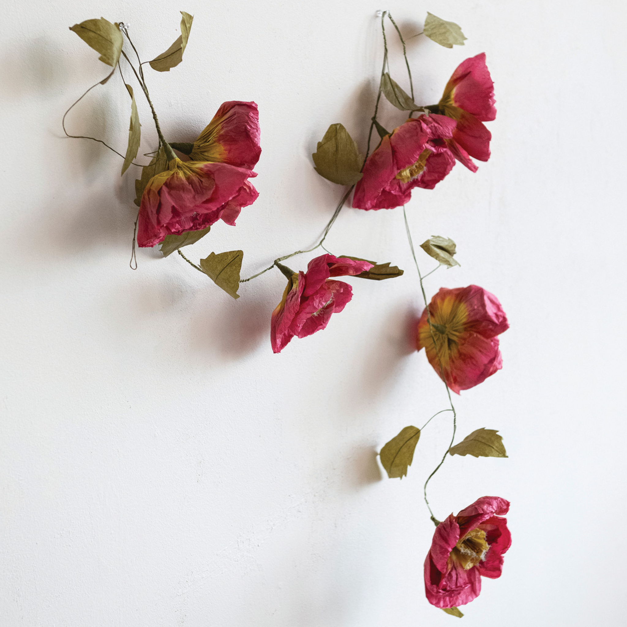 Burgundy & Green Paper Flower Garland