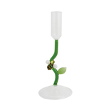 Hand-Blown Glass Taper Holder with Bee & Flower Stem