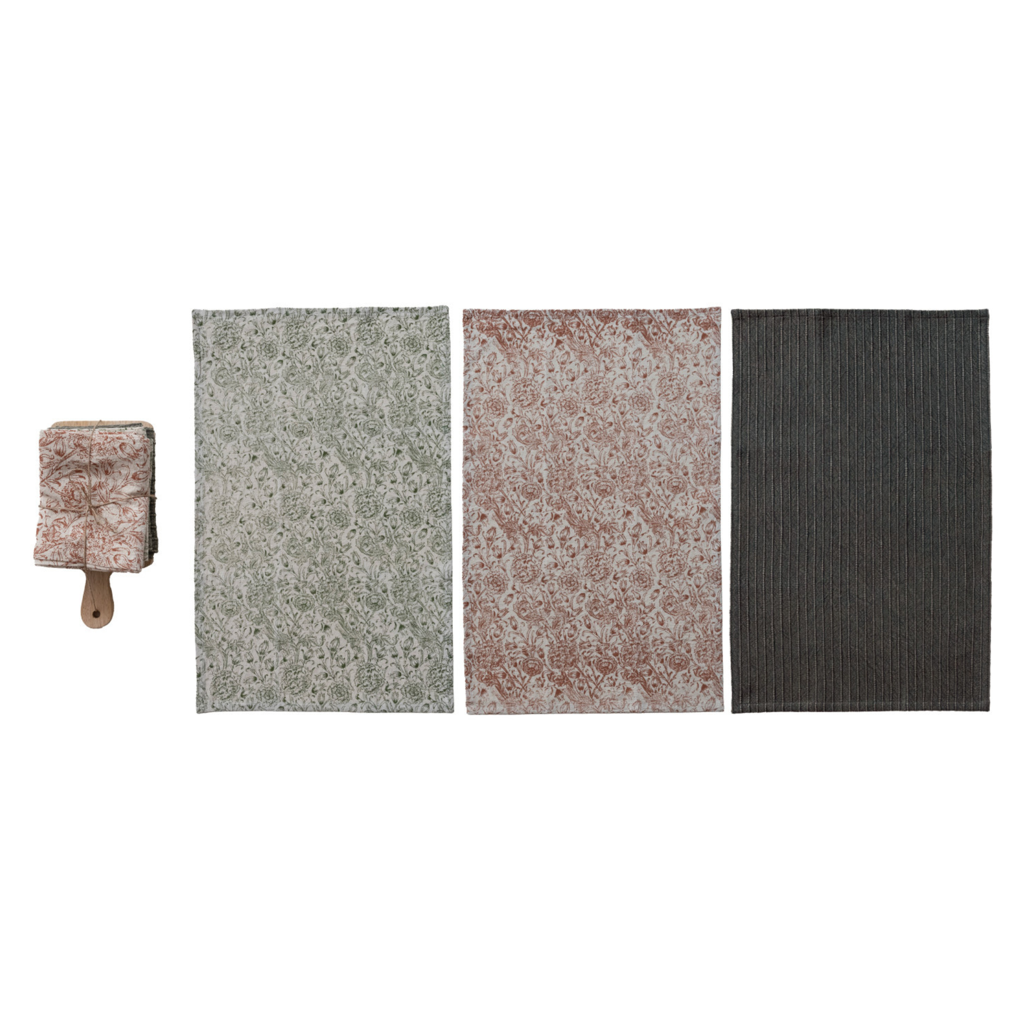 Tea Towels & Mango Wood Cheese/Serving Board