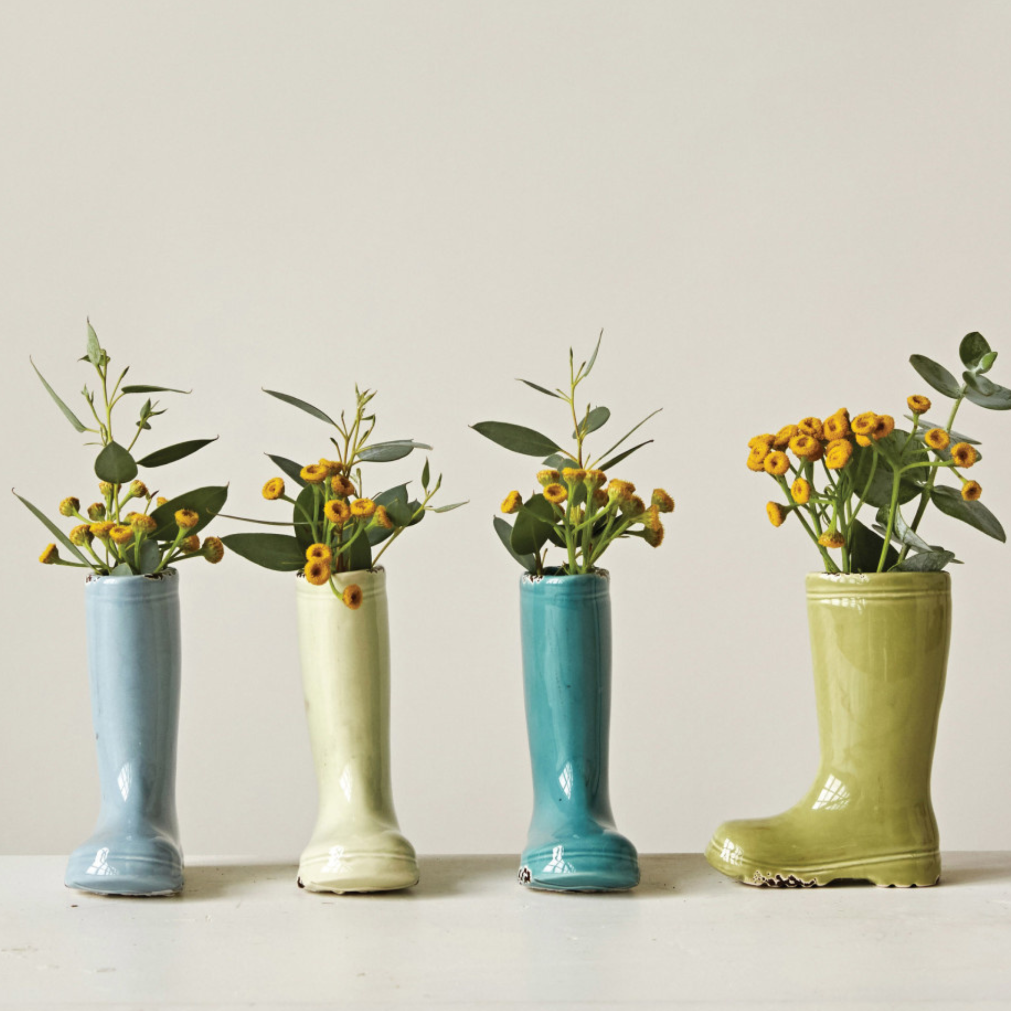 Distressed Stoneware Boot Vase