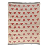 Cotton Knit Chenille Baby Blanket w/ Hearts