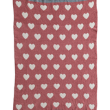 Cotton Knit Chenille Baby Blanket w/ Hearts
