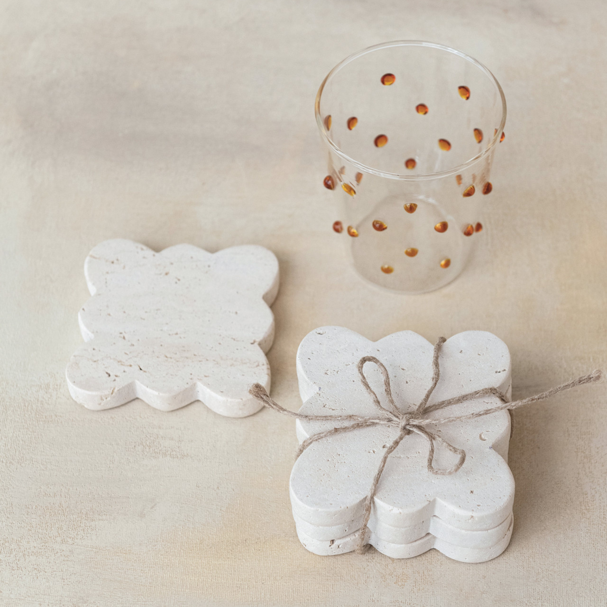 Travertine Coaster w/ Scalloped Edge