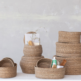 Oval Hand-Woven Seagrass Basket w/ Lid