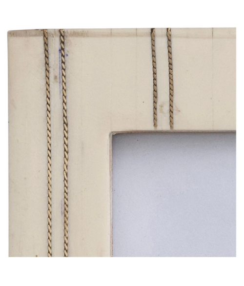 Resin Photo Frame w/ Metal Inlay, Cream Color