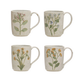Hand Painted Stoneware Mug with Botanicals