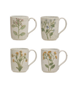 Hand Painted Stoneware Mug with Botanicals