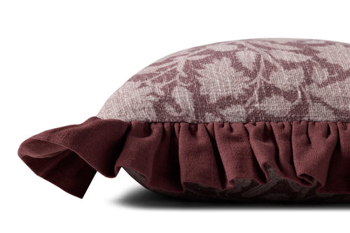 Wine Floral Ruffle Pillow