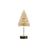 Cream Bottle Brush Tree with Wood Base