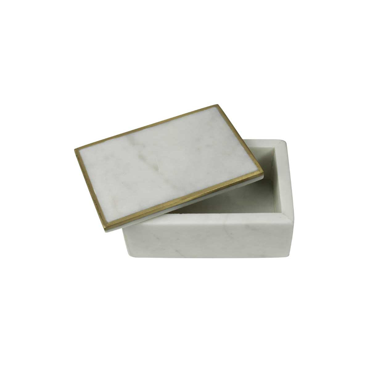 Loren Marble Box with Brass Edges