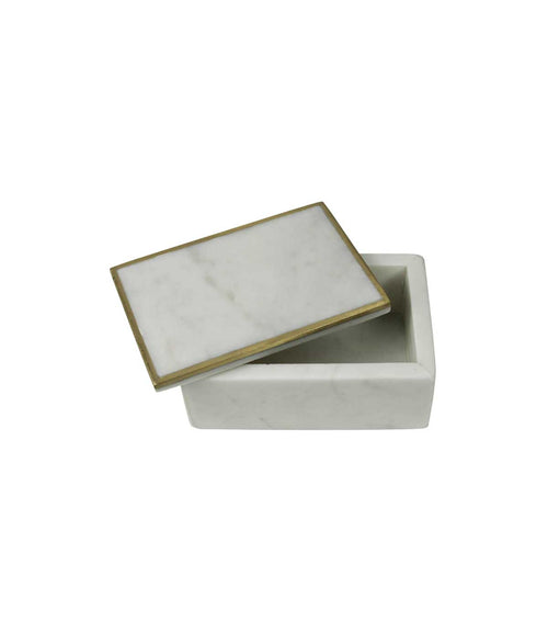 Loren Marble Box with Brass Edges