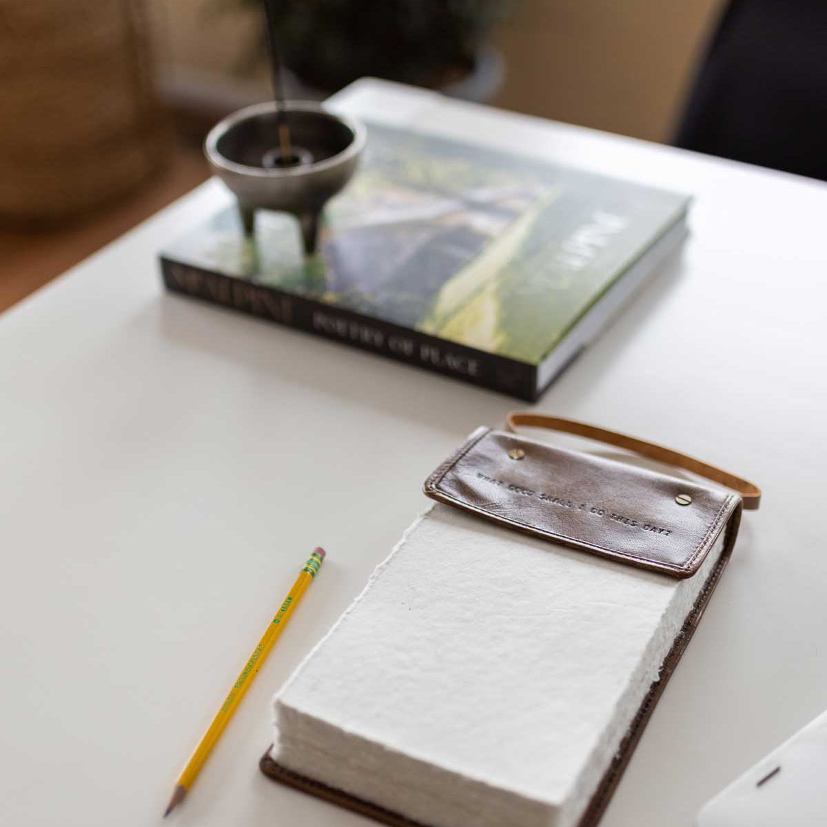 Hanging Leather Journal - What Good Shall I Do This Day