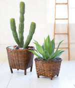 Brown Split Wood Basket with Feet