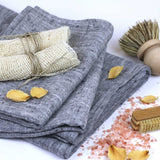 Heather Black Linen Bath Towel