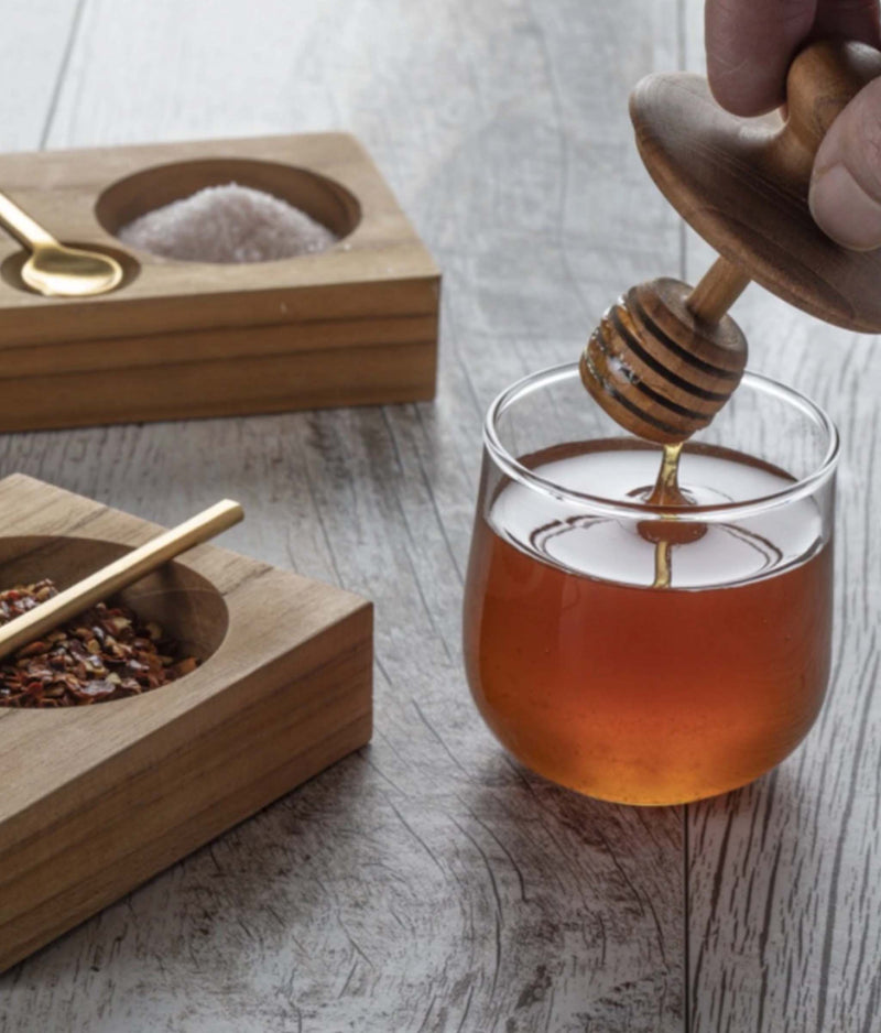 Honey Jar, Teak and Glass - Mini