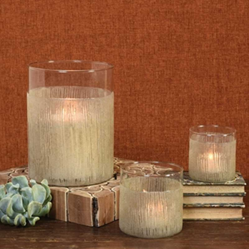 Enameled Large Sand Hurricane Vase