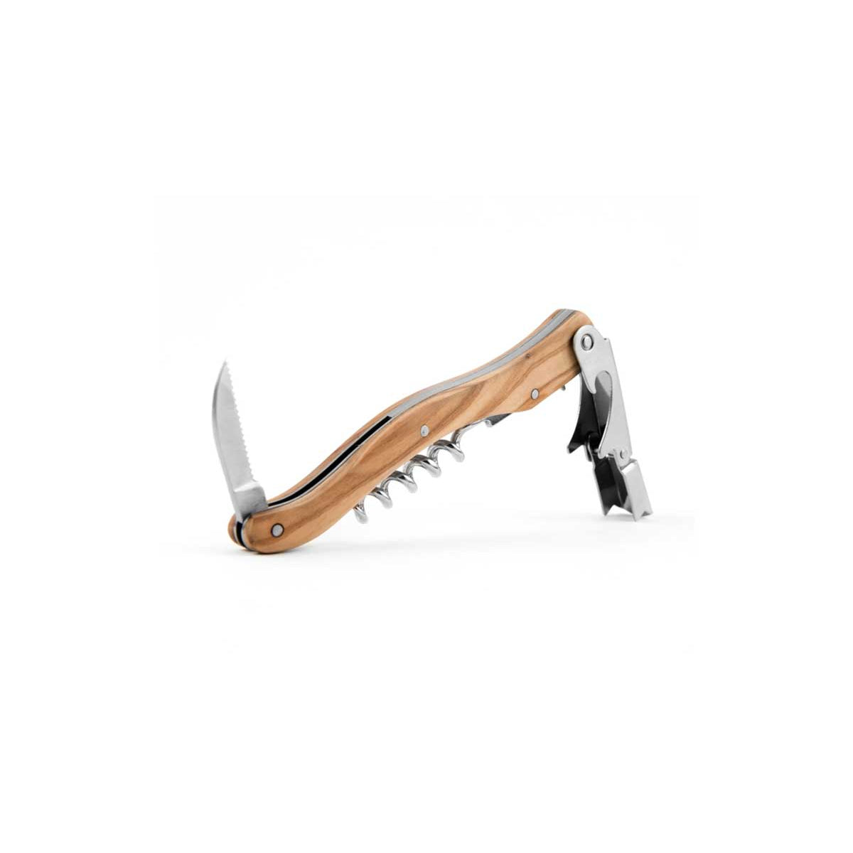 Olivewood Small Corkscrew in Leather Pouch