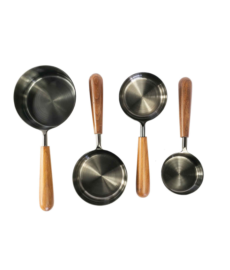 Teak & Stainless Measuring Cups, Set Of 4, Be Home
